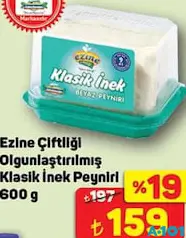 EZİNE ÇİFTLİĞİ OLGUNLAŞTIRILMIŞ KLASİK İNEK PEYNİRİ 600 G